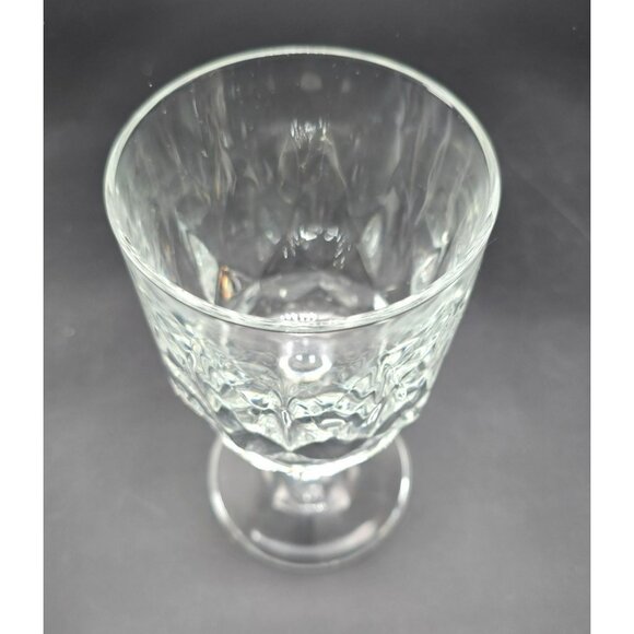 Arcoroc France Clear Glass Goblet Wine Water Glass 5.75 Diamond Pattern DH1375 - Picture 4 of 5